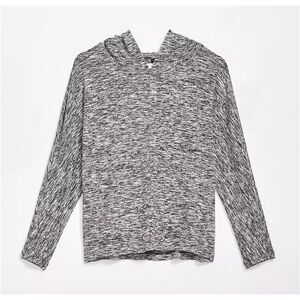NWT Lou & Grey  Marled Jersey Hoodie, Large, Black/White, Cowl Neck, Hood